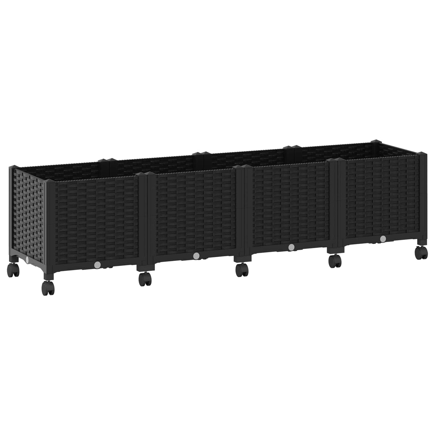 vidaXL Garden Planter with Wheels Black 160 x 40 x 44 cm PP
