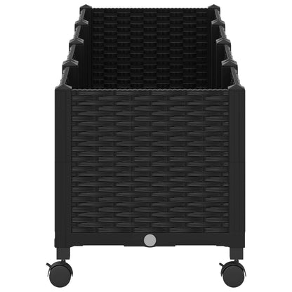 vidaXL Garden Planter with Wheels Black 160 x 40 x 44 cm PP