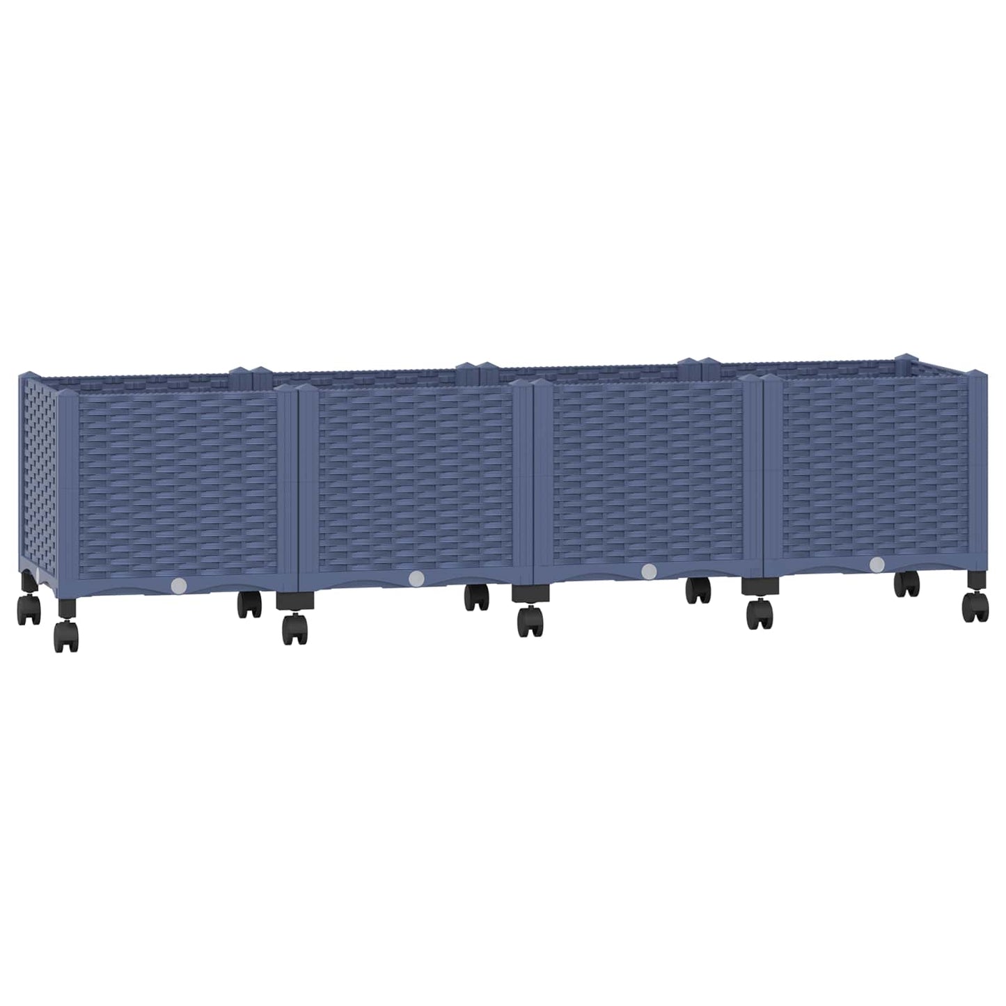vidaXL Garden Planter with Wheels Blue Grey 160 x 40 x 48 cm PP