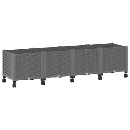 vidaXL Garden Planter with Wheels Light Grey 160 x 40 x 48 cm PP