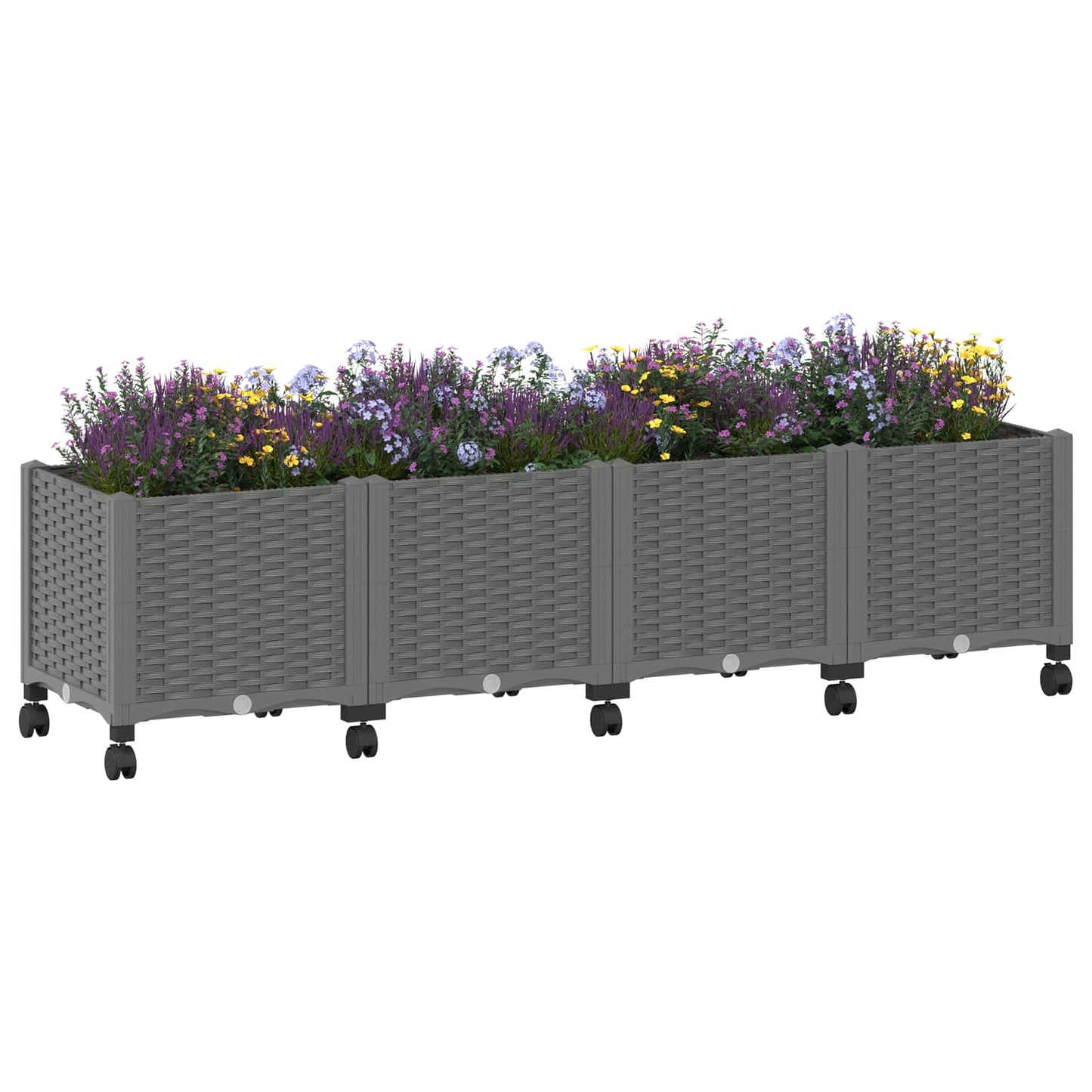 vidaXL Garden Planter with Wheels Light Grey 160 x 40 x 48 cm PP