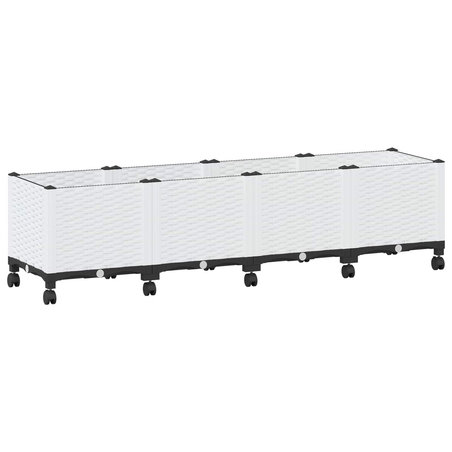 vidaXL Garden Planter with Wheels White 160 x 40 x 48 cm PP