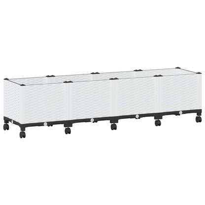 vidaXL Garden Planter with Wheels White 160 x 40 x 48 cm PP