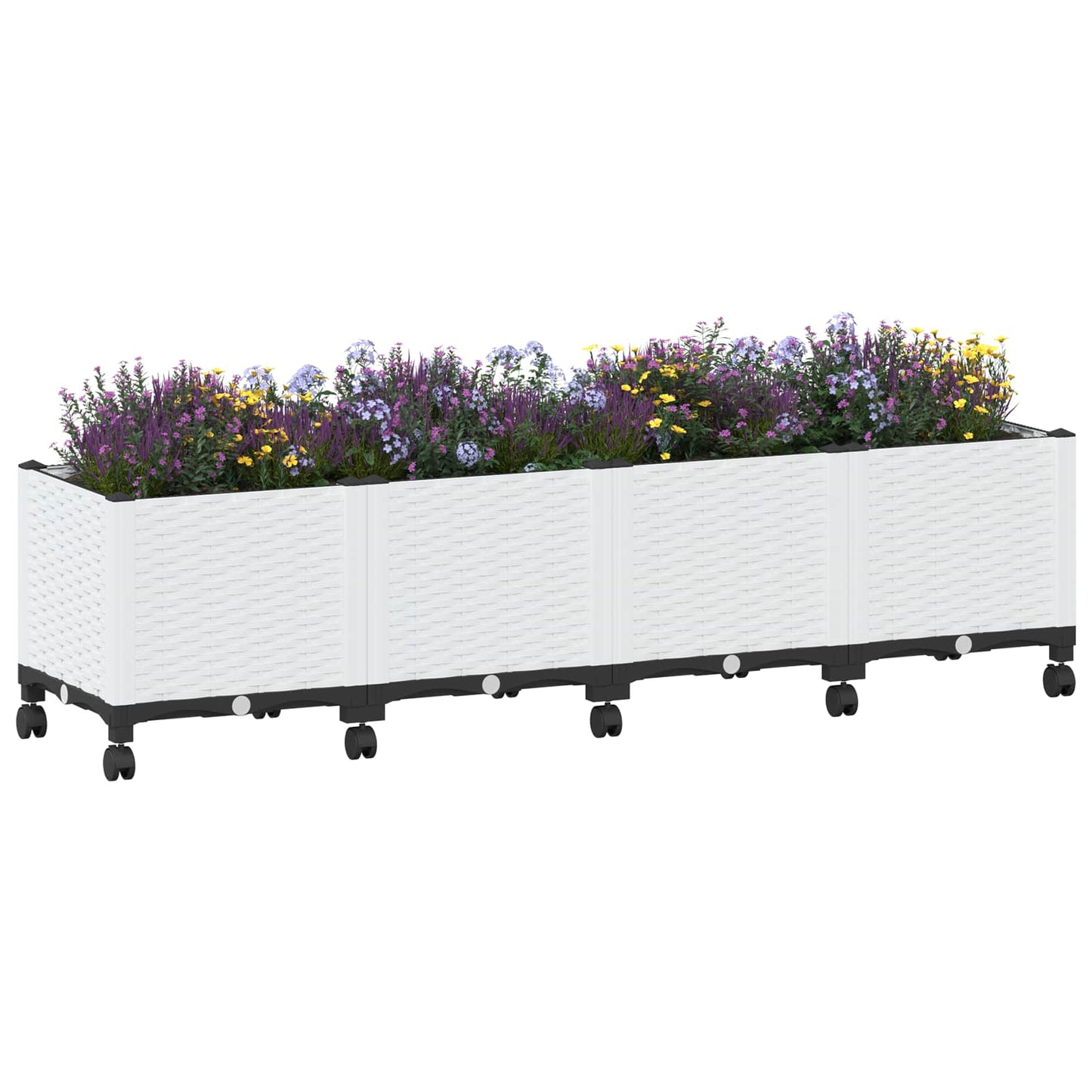 vidaXL Garden Planter with Wheels White 160 x 40 x 48 cm PP