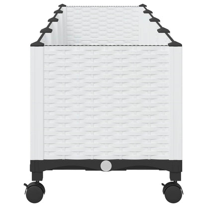 vidaXL Garden Planter with Wheels White 160 x 40 x 48 cm PP