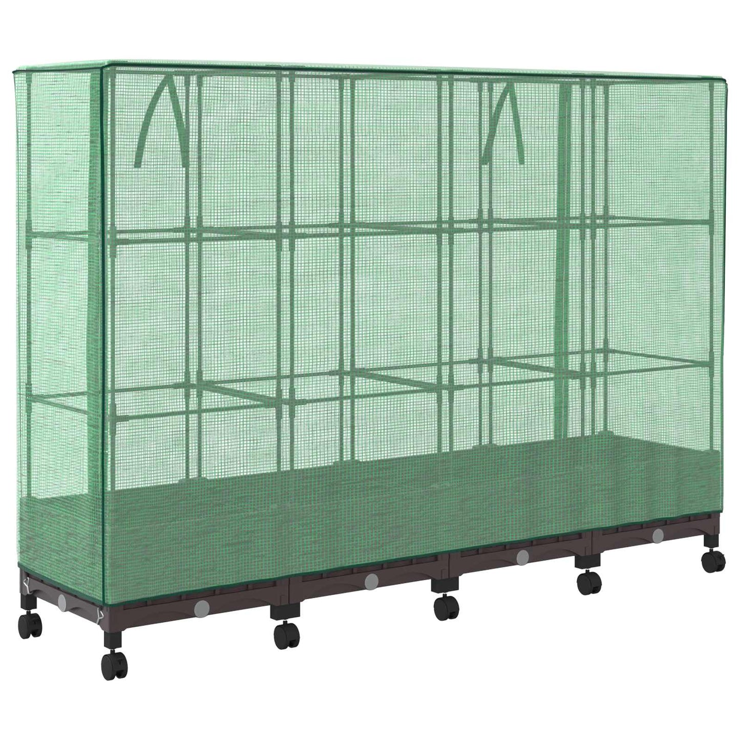 vidaXL Garden Planter with Greenhouse Cover&Wheels 4 pcs Brown PP