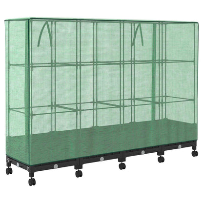 vidaXL Garden Planter with Greenhouse Cover&Wheels 4 pcs Black PP