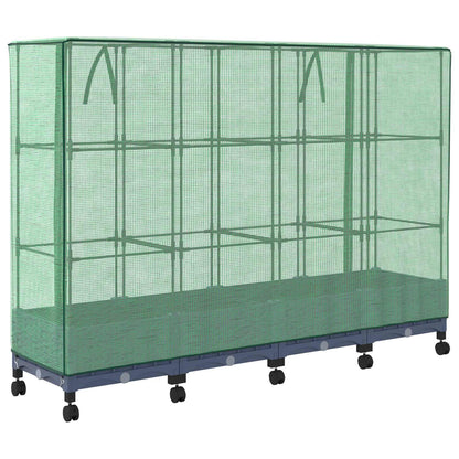 vidaXL Garden Planter with Greenhouse Cover&Wheels 4 pcs Blue Grey PP