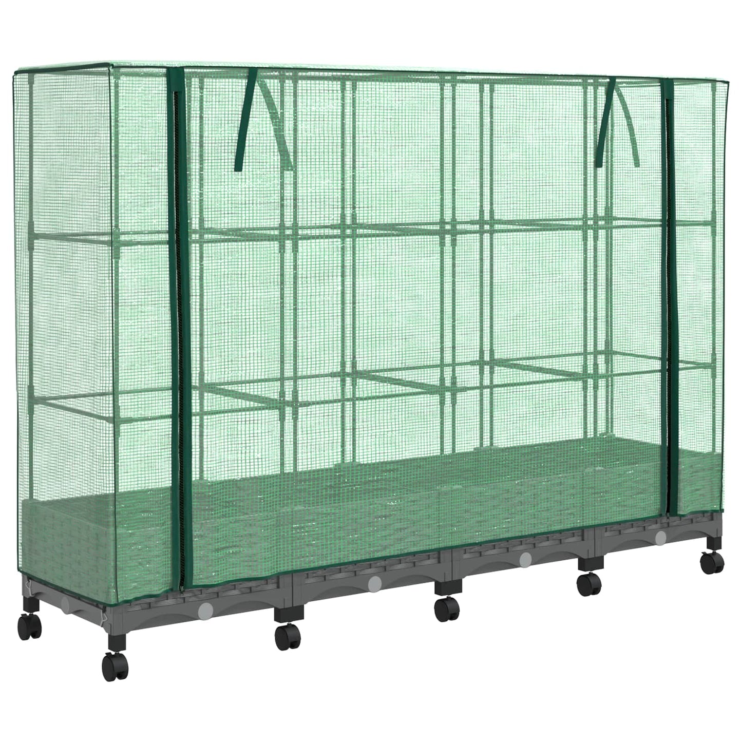 vidaXL Garden Planter with Greenhouse Cover&Wheels 4 pcs Light Grey PP