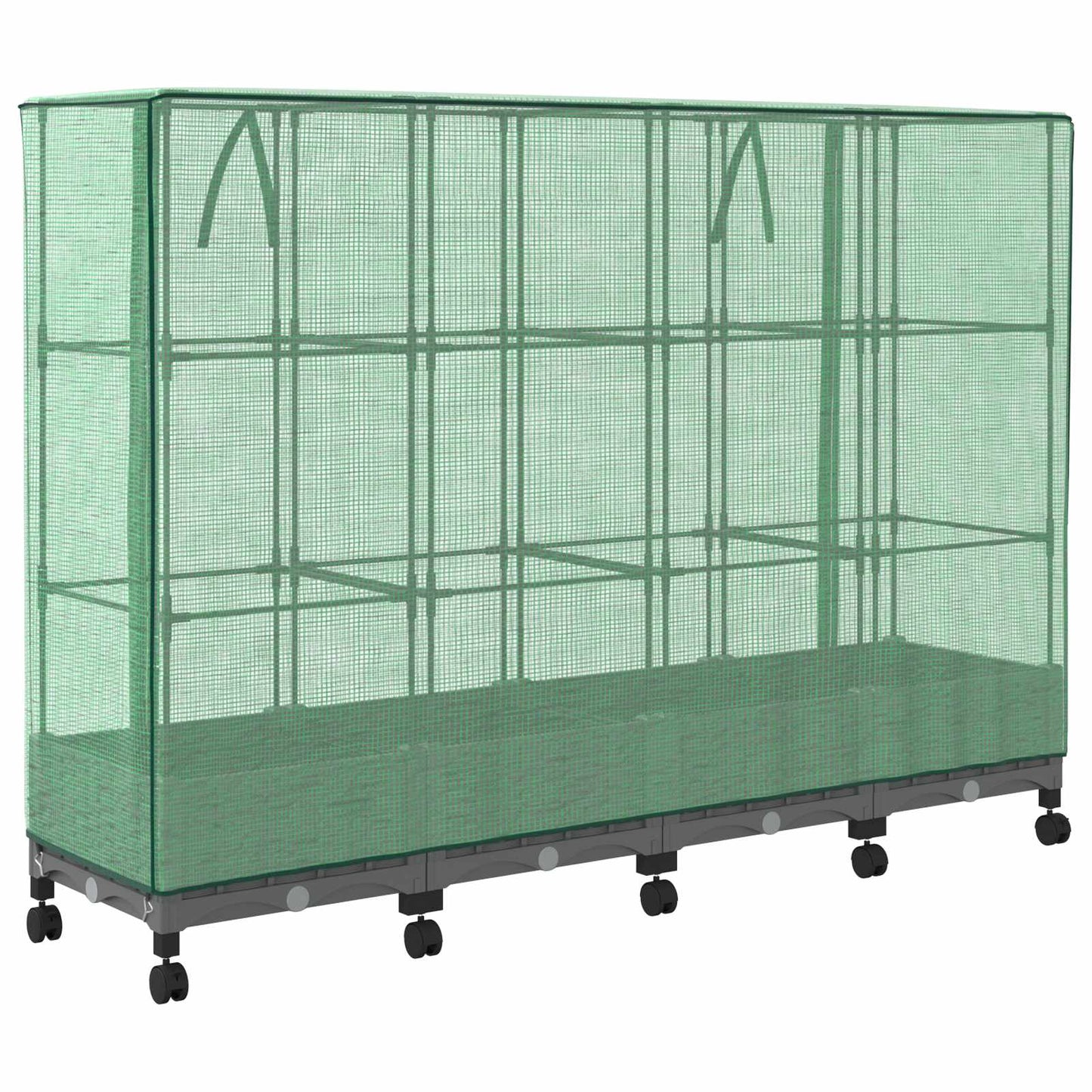 vidaXL Garden Planter with Greenhouse Cover&Wheels 4 pcs Light Grey PP