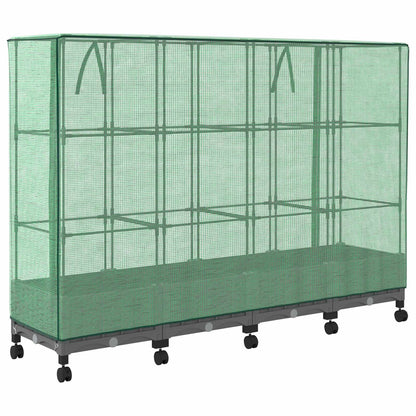 vidaXL Garden Planter with Greenhouse Cover&Wheels 4 pcs Light Grey PP