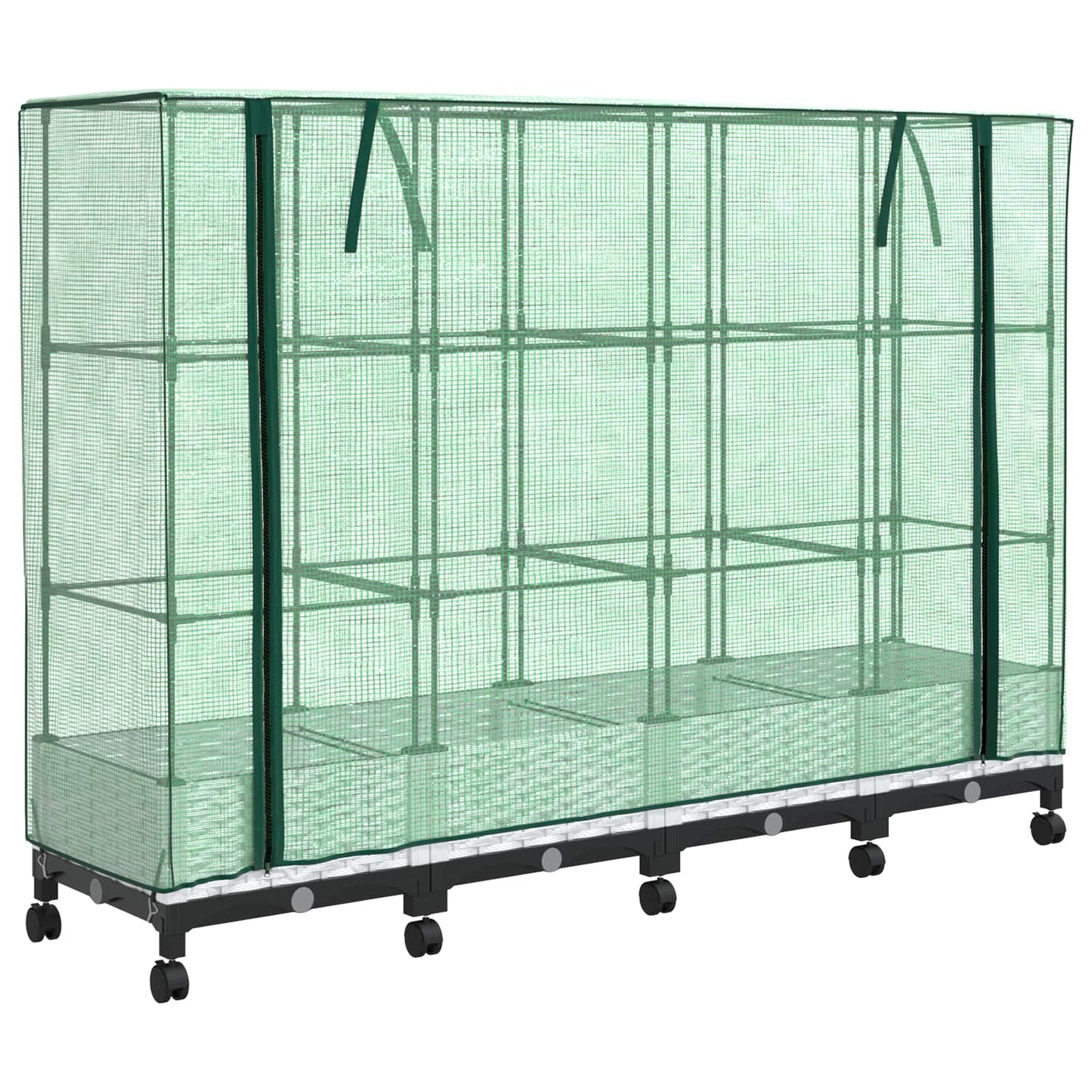 vidaXL Garden Planter with Greenhouse Cover&Wheels 4 pcs White PP