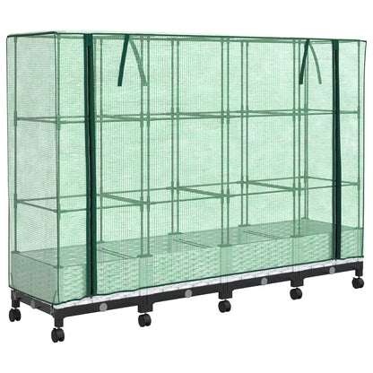vidaXL Garden Planter with Greenhouse Cover&Wheels 4 pcs White PP