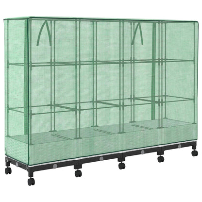 vidaXL Garden Planter with Greenhouse Cover&Wheels 4 pcs White PP
