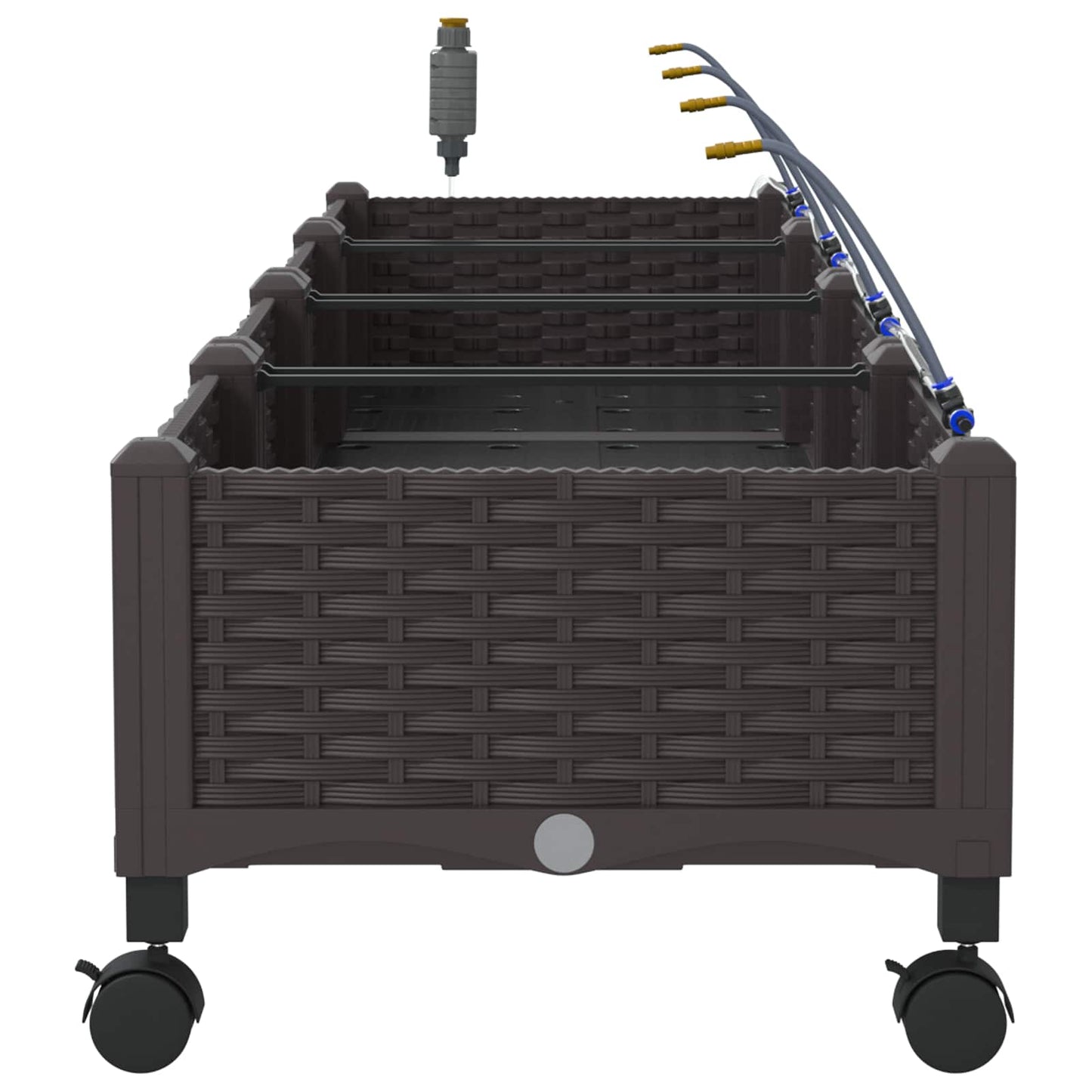 vidaXL Garden Planter with Irrigation&Wheels 4 pcs Brown PP