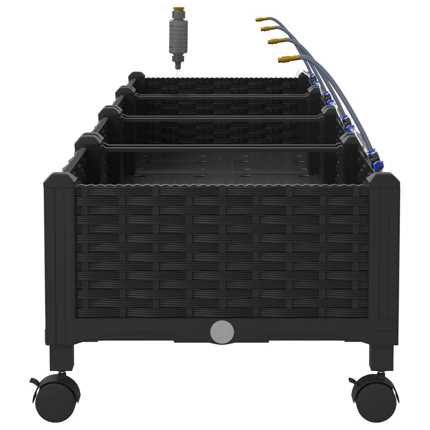 vidaXL Garden Planter with Irrigation&Wheels 4 pcs Black PP