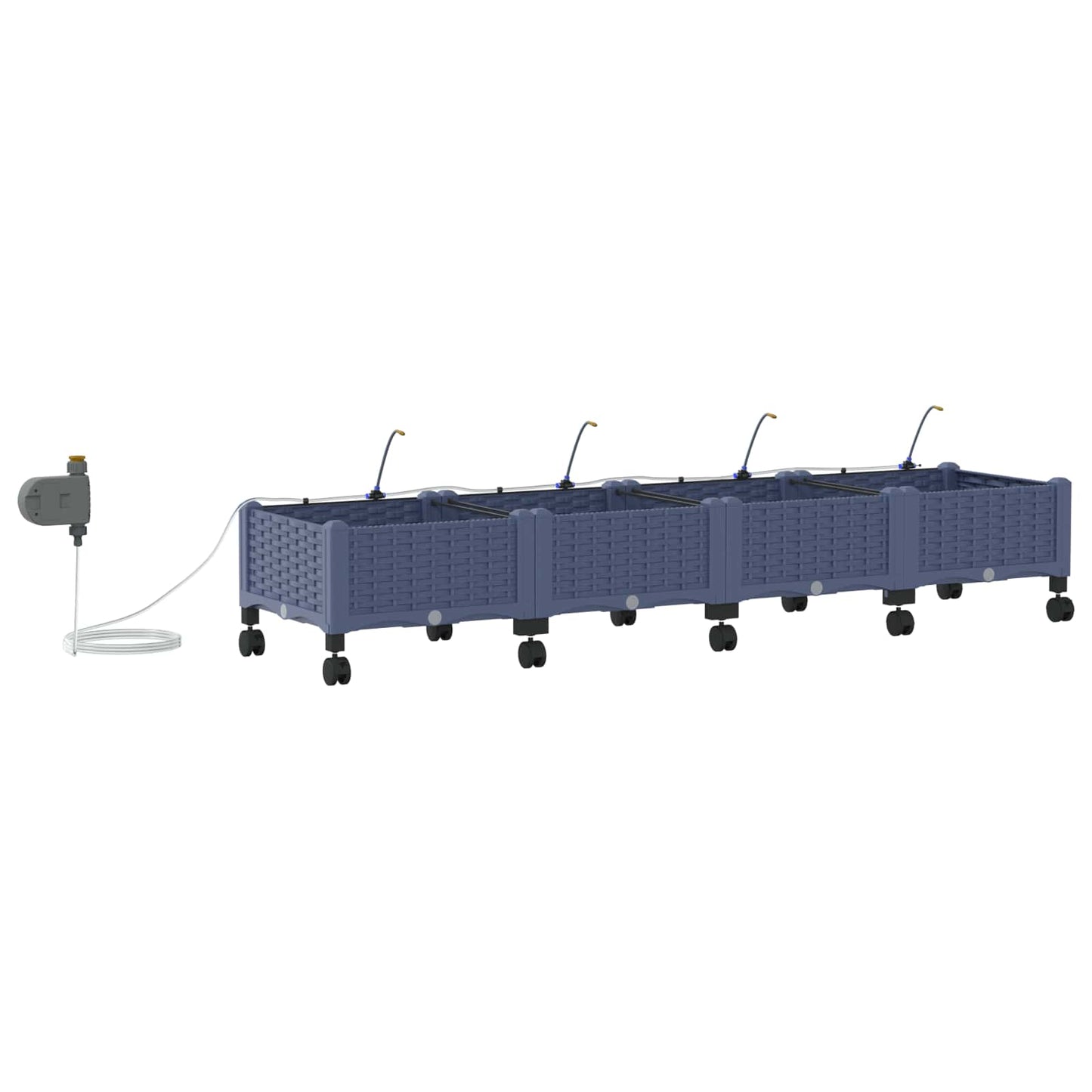 vidaXL Garden Planter with Irrigation&Wheels 4 pcs Grey PP
