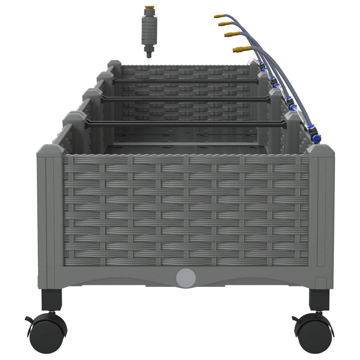 vidaXL Garden Planter with Irrigation&Wheels 4 pcs Light Grey PP
