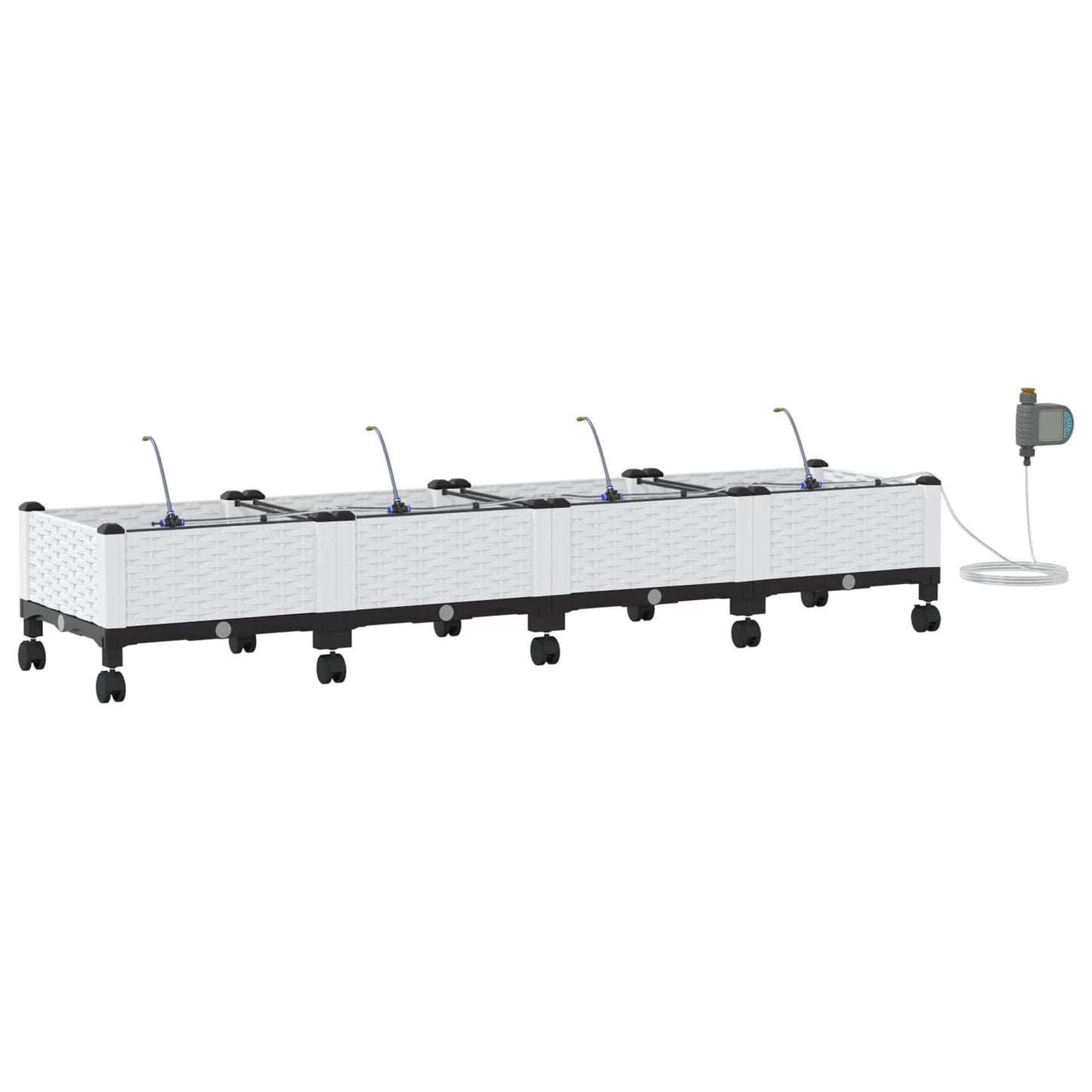 vidaXL Garden Planter with Irrigation&Wheels 4 pcs White PP