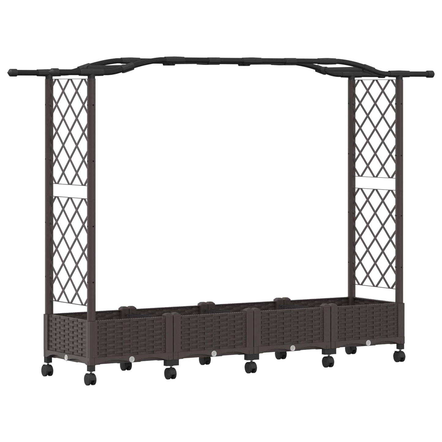 vidaXL Raised Bed with Trellis and Roof Brown 207 x 40 x 129 cm PP