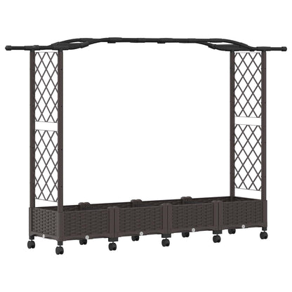 vidaXL Raised Bed with Trellis and Roof Brown 207 x 40 x 129 cm PP