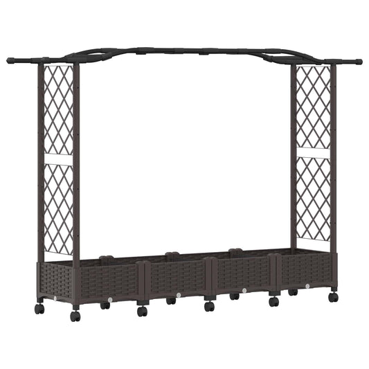 vidaXL Raised Bed with Trellis and Roof Brown 207 x 40 x 129 cm PP