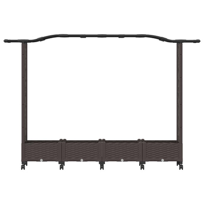 vidaXL Raised Bed with Trellis and Roof Brown 207 x 40 x 129 cm PP