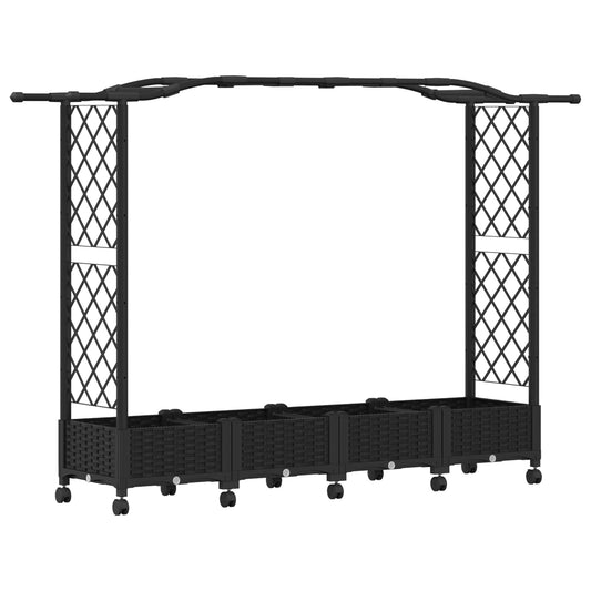 vidaXL Raised Bed with Trellis and Roof Black 207 x 40 x 129 cm PP