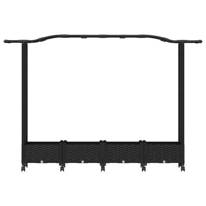 vidaXL Raised Bed with Trellis and Roof Black 207 x 40 x 129 cm PP