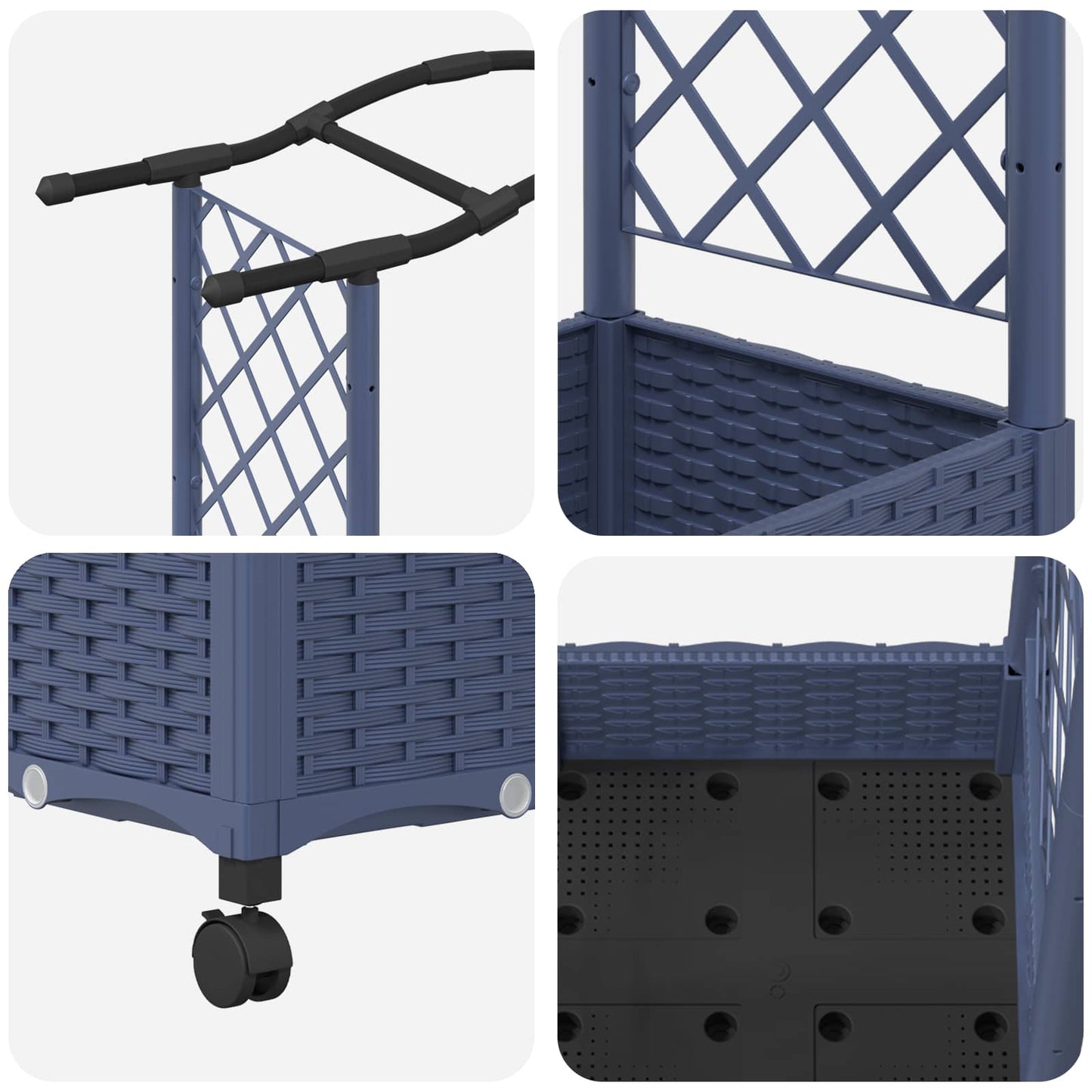 vidaXL Raised Bed with Trellis and Roof Grey 207 x 40 x 129 cm PP