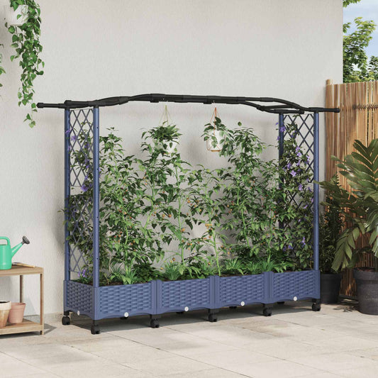 vidaXL Raised Bed with Trellis and Roof Grey 207 x 40 x 129 cm PP