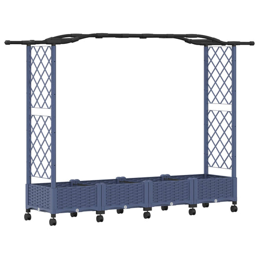 vidaXL Raised Bed with Trellis and Roof Grey 207 x 40 x 129 cm PP