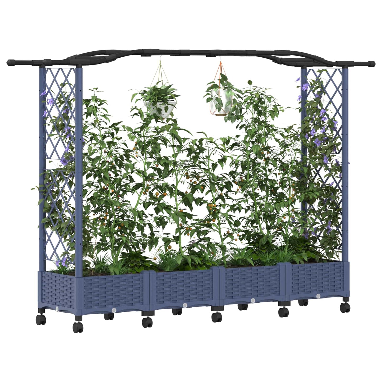 vidaXL Raised Bed with Trellis and Roof Grey 207 x 40 x 129 cm PP