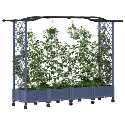 vidaXL Raised Bed with Trellis and Roof Grey 207 x 40 x 129 cm PP
