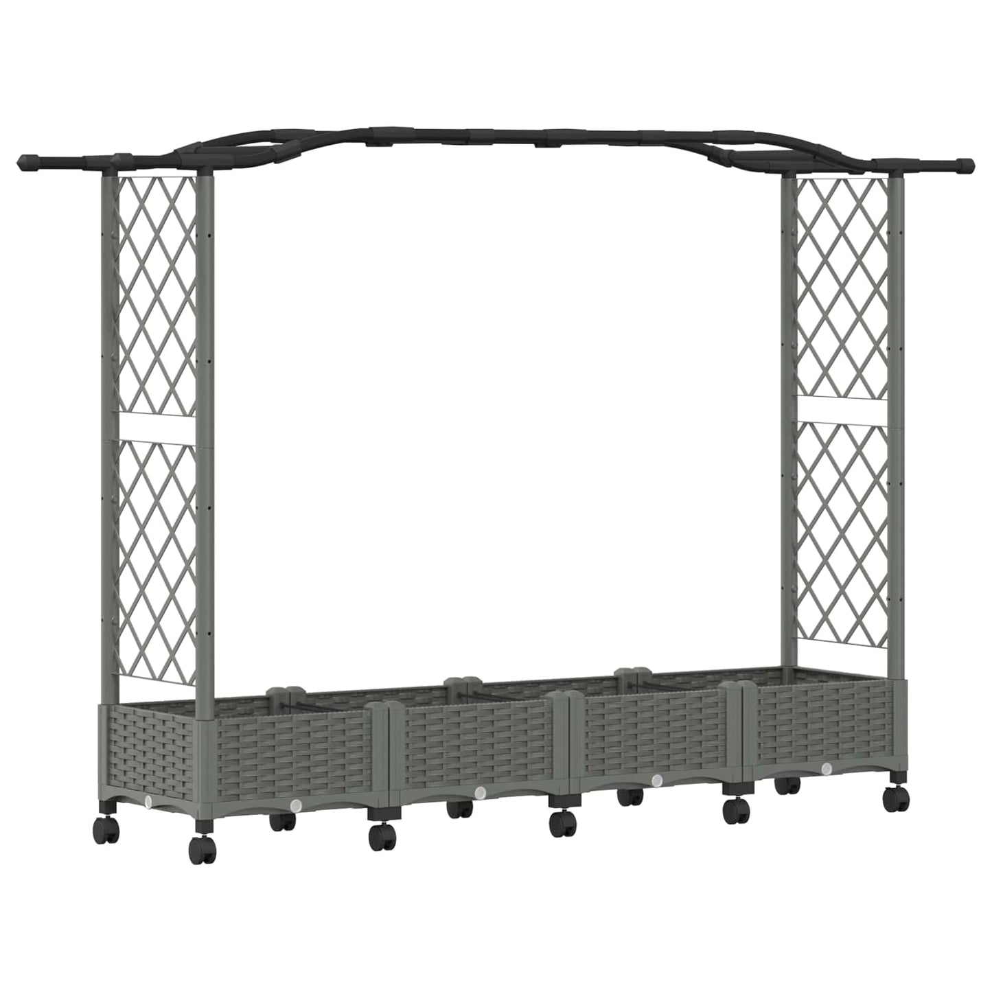vidaXL Raised Bed with Trellis and Roof Light Grey 207 x 40 x 129 cm