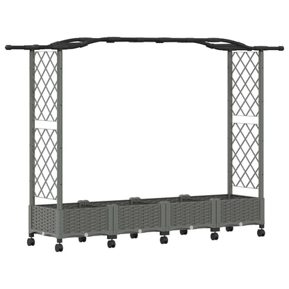 vidaXL Raised Bed with Trellis and Roof Light Grey 207 x 40 x 129 cm