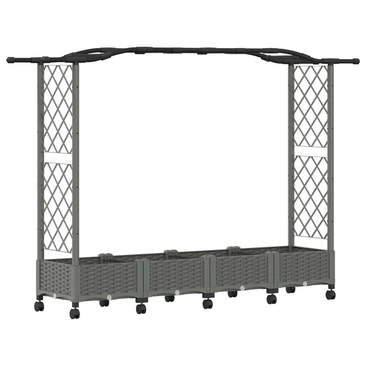vidaXL Raised Bed with Trellis and Roof Light Grey 207 x 40 x 129 cm