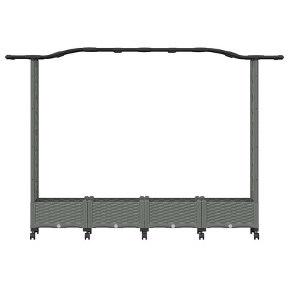 vidaXL Raised Bed with Trellis and Roof Light Grey 207 x 40 x 129 cm