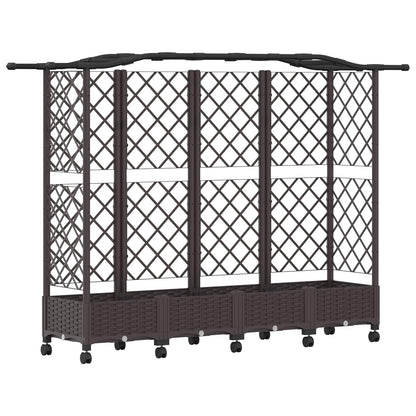 vidaXL Raised Bed with Trellis and Roof Brown 203.5 x 40 x 129 cm PP