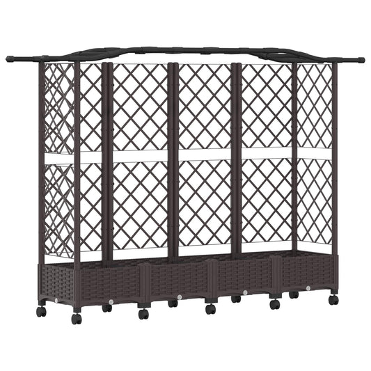 vidaXL Raised Bed with Trellis and Roof Brown 203.5 x 40 x 129 cm PP