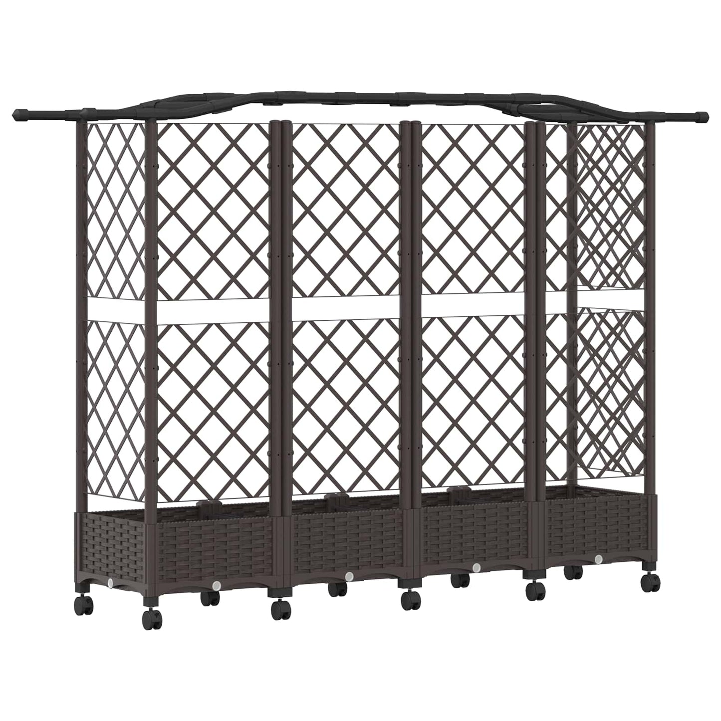 vidaXL Raised Bed with Trellis and Roof Brown 203.5 x 40 x 129 cm PP