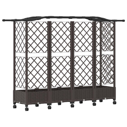 vidaXL Raised Bed with Trellis and Roof Brown 203.5 x 40 x 129 cm PP