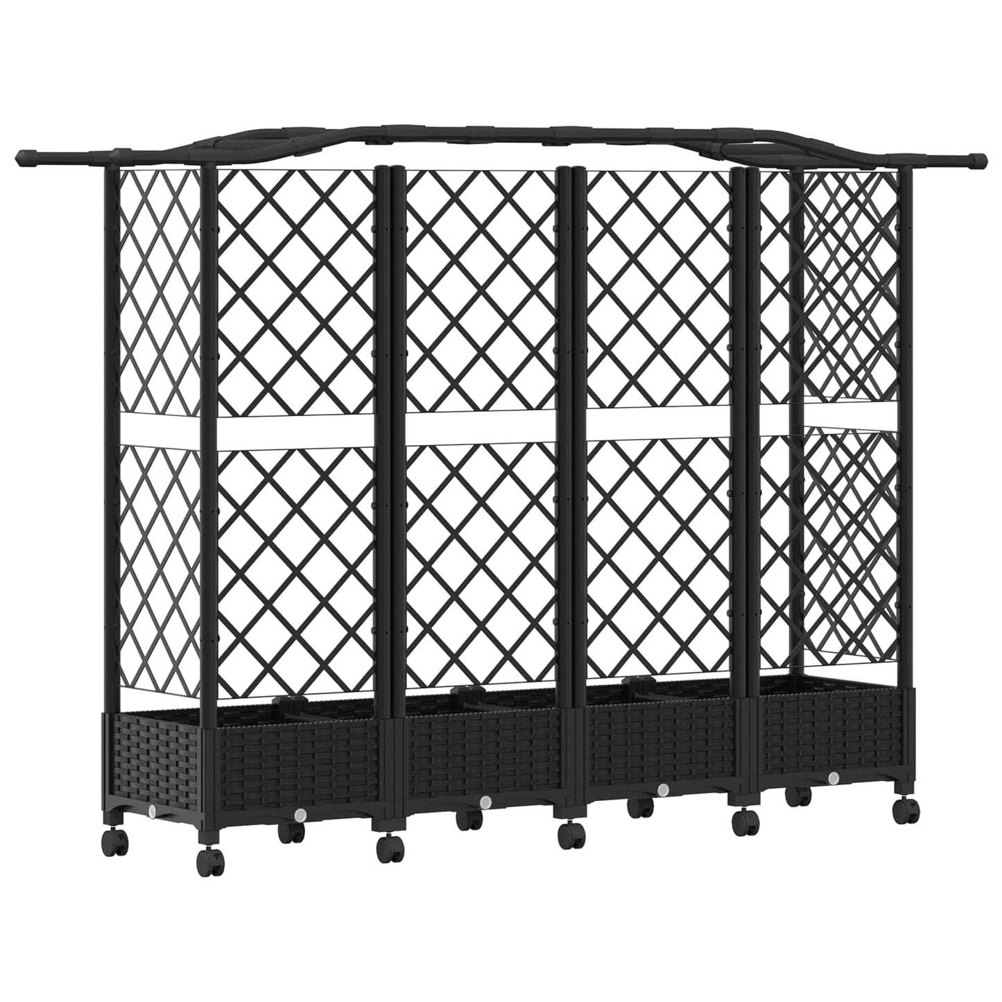 vidaXL Raised Bed with Trellis and Roof Black 203.5 x 40 x 129 cm PP