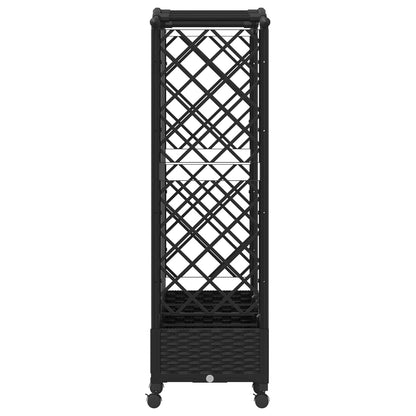 vidaXL Raised Bed with Trellis and Roof Black 203.5 x 40 x 129 cm PP