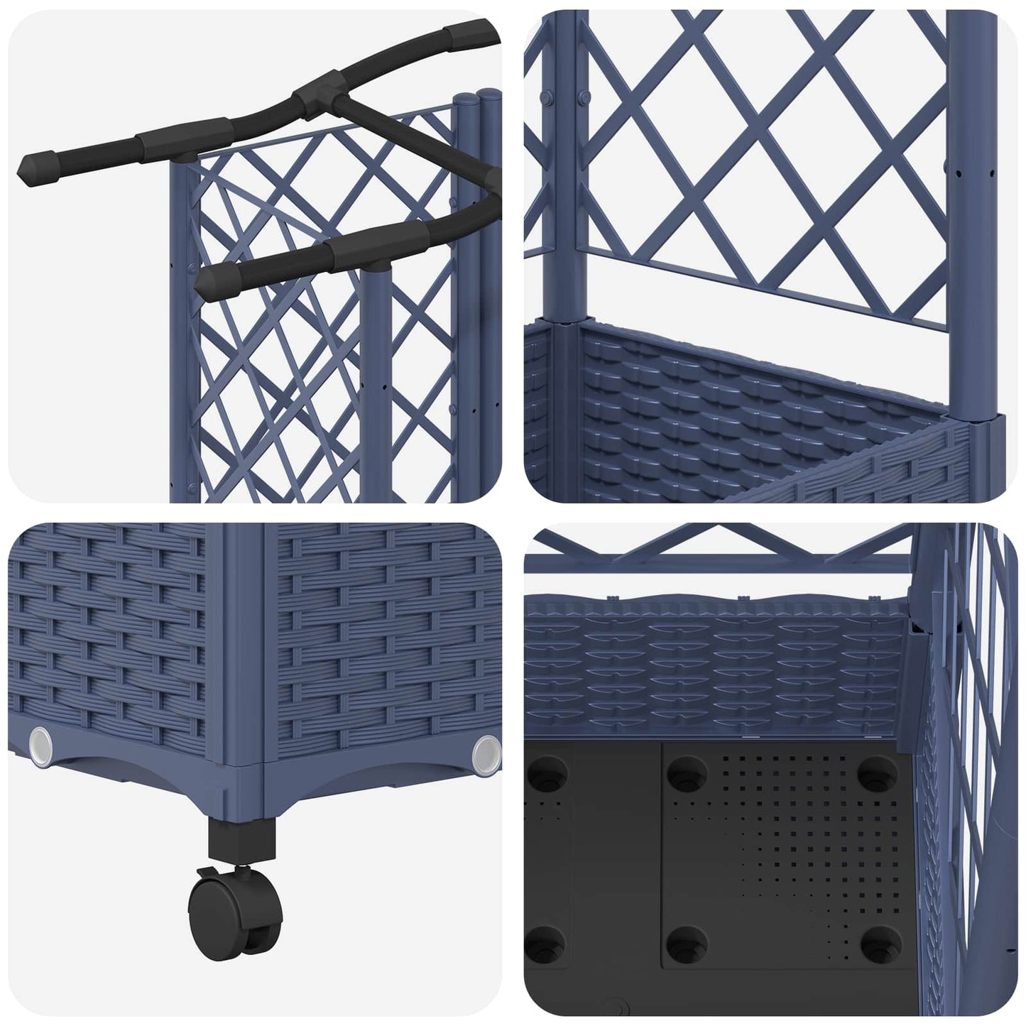 vidaXL Raised Bed with Trellis and Roof Grey 203.5 x 40 x 129 cm PP