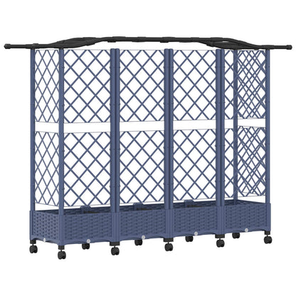 vidaXL Raised Bed with Trellis and Roof Grey 203.5 x 40 x 129 cm PP