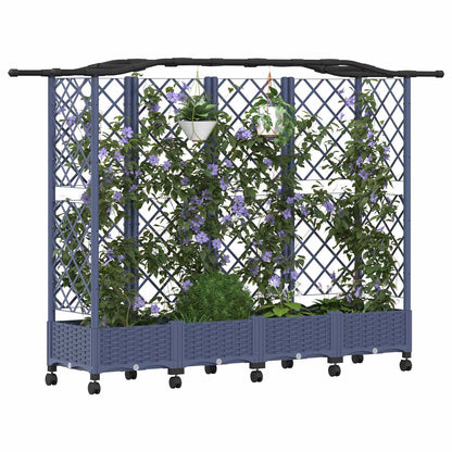 vidaXL Raised Bed with Trellis and Roof Grey 203.5 x 40 x 129 cm PP