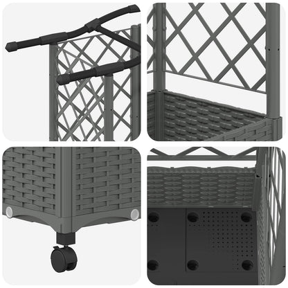 vidaXL Raised Bed with Trellis and Roof Light Grey 203.5 x 40 x 129 cm