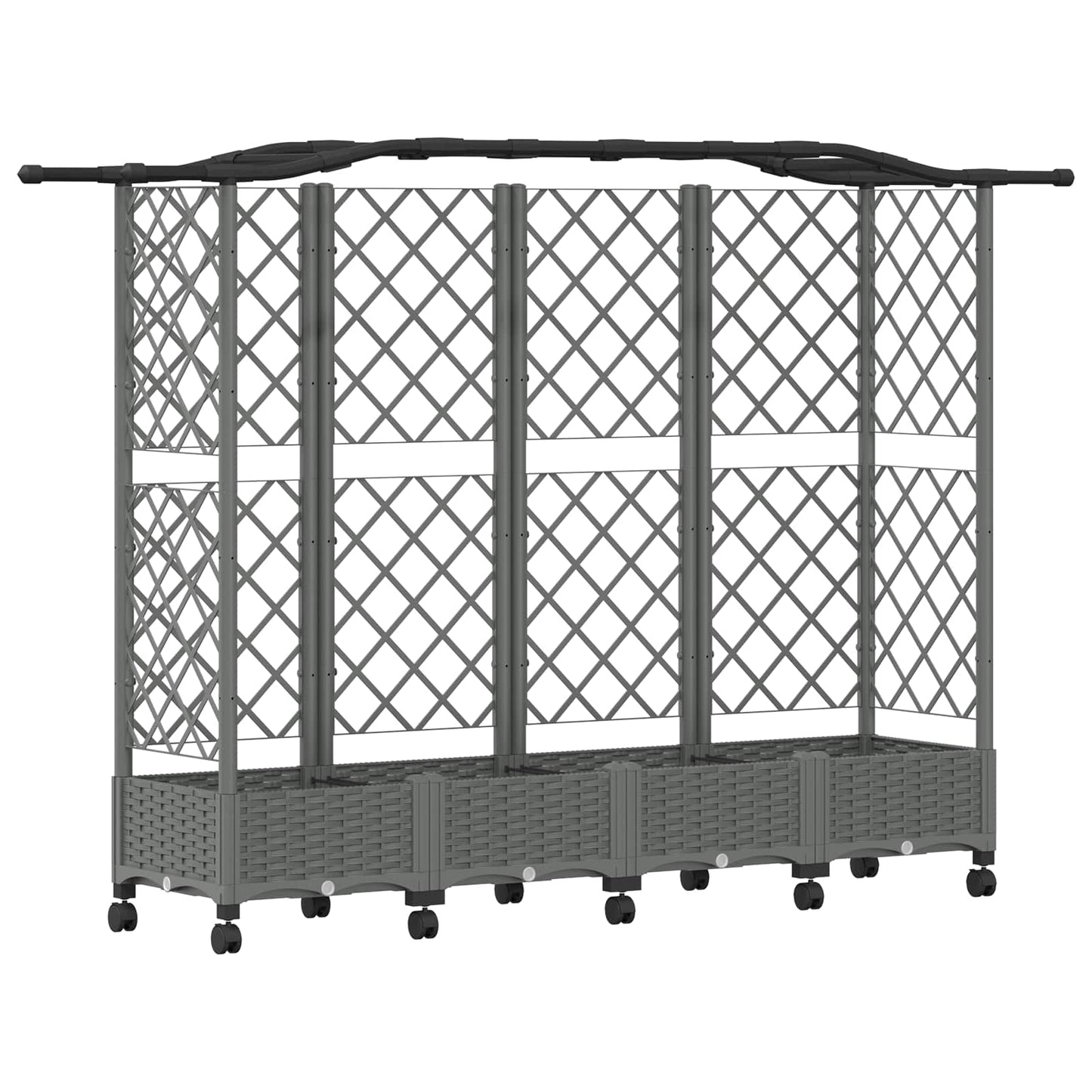vidaXL Raised Bed with Trellis and Roof Light Grey 203.5 x 40 x 129 cm
