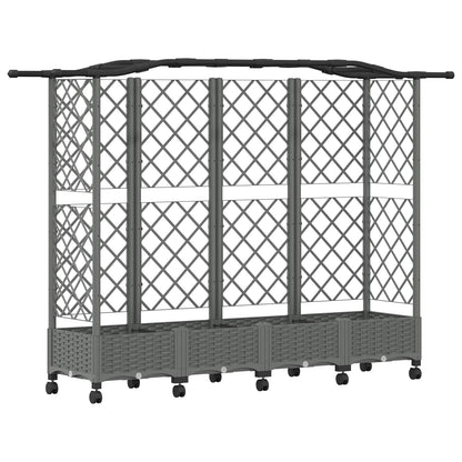vidaXL Raised Bed with Trellis and Roof Light Grey 203.5 x 40 x 129 cm